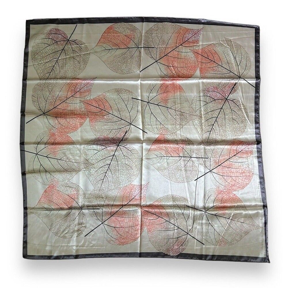 Gray Edges Fall Leaves Scarf 35” X 35” Women Scarve Boho